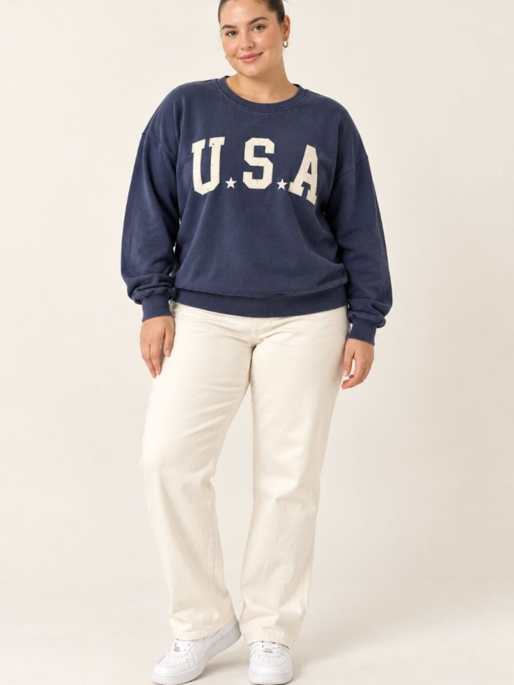 Arula USA Navy Graphic Sweatshirt 0X Americana Preppy Crewneck